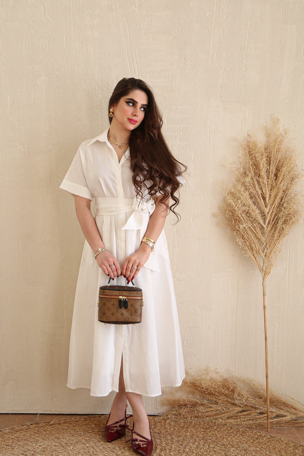 Discover the Charm White Western Maxi Dress With Belt