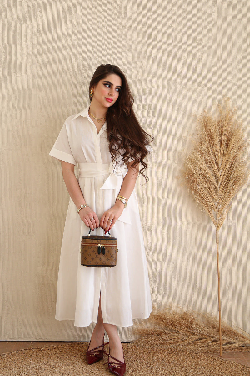 Discover the Charm White Western Maxi Dress With Belt