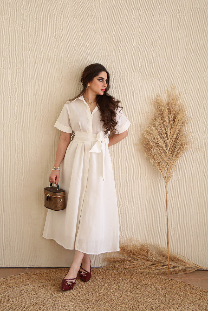 Discover the Charm White Western Maxi Dress With Belt