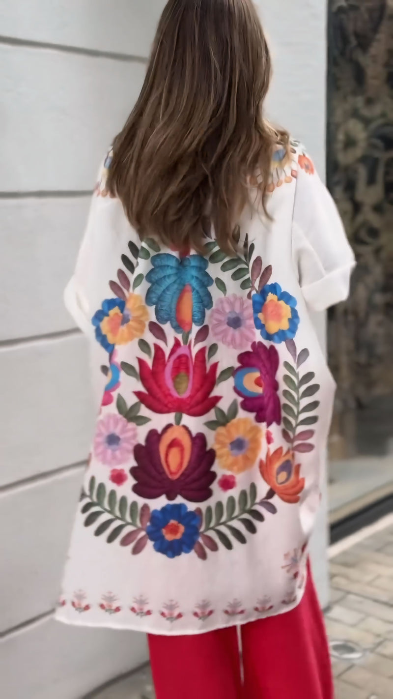 Chic Flower Design Printed Shirt for Women