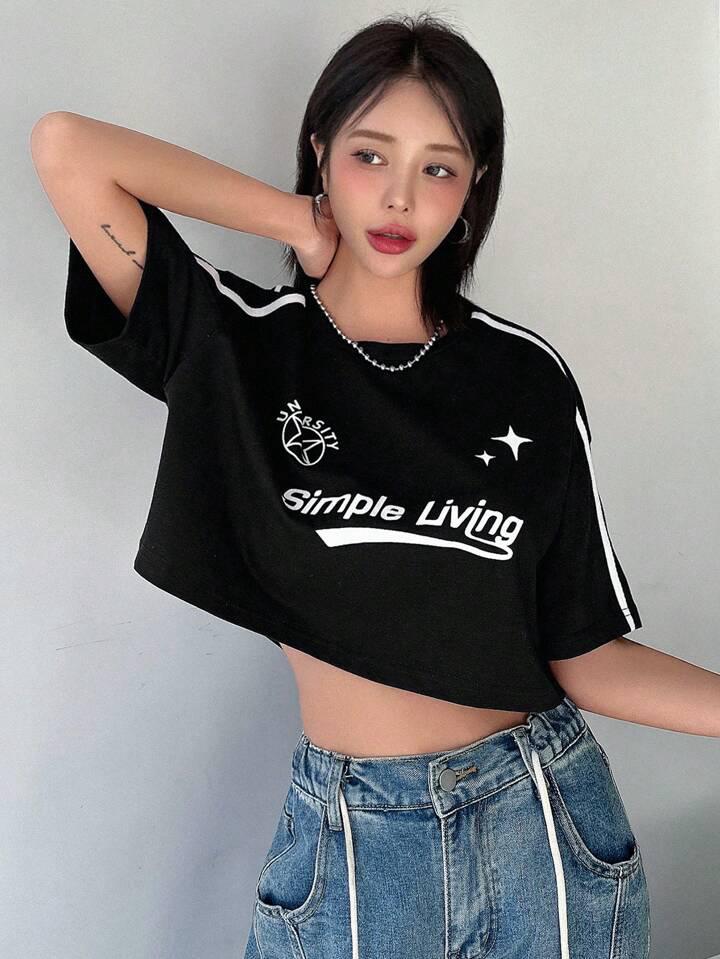 Simple Living Stars Crop Top