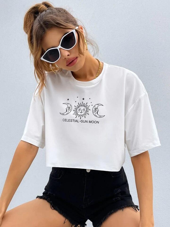 Celestial Sun Moon Crop Top