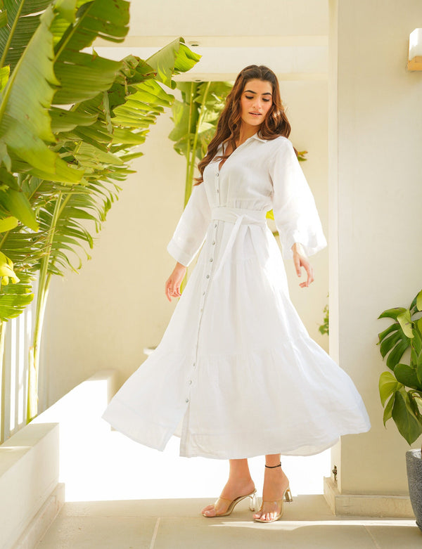 Elegant White Western Maxi Dress