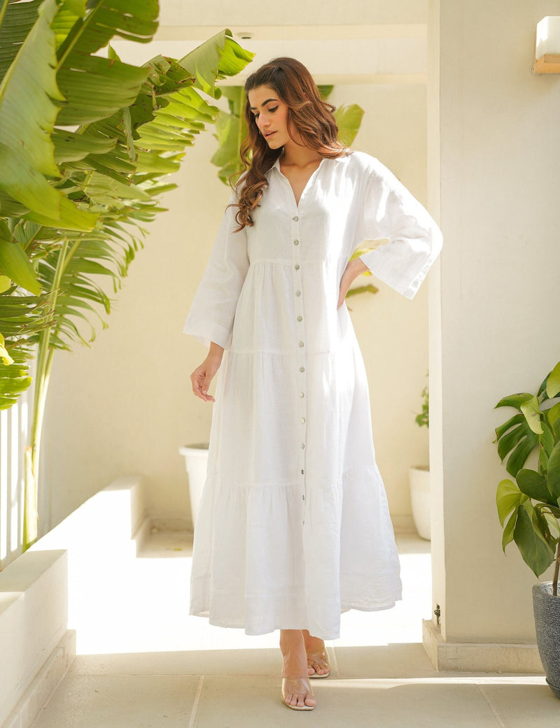 Elegant White Western Maxi Dress